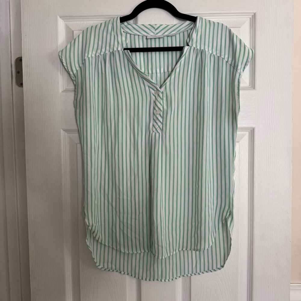 New York & Company Mint Striped Blouse